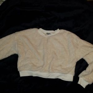 Charlotte Russe Fluffy Cropped Crew Neck Sweater